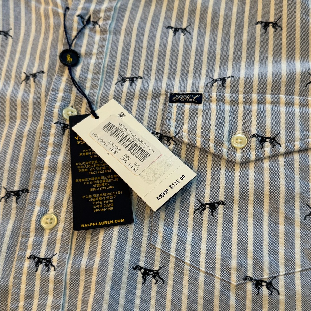 Polo Ralph Lauren Mens Classic Fit Hunting Dogs Striped Oxford Button Down Shirt - Picture 8 of 12